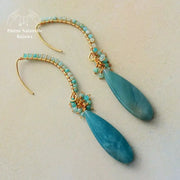 Boucles d'oreilles en pierre Amazonite | Boucles d'Oreilles | pierre naturelle bijoux