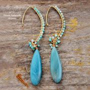 Boucles d'oreilles en pierre Amazonite | Boucles d'Oreilles | pierre naturelle bijoux