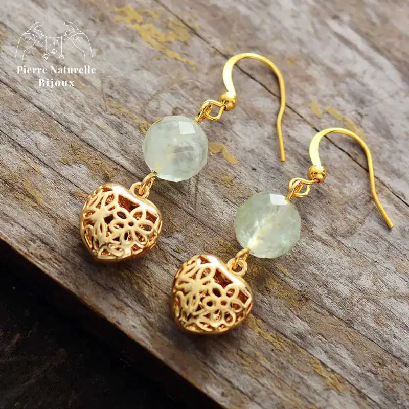 Boucles d'oreilles "Innocence" en Quartz / Labradorite | Boucles d'Oreilles | pierre naturelle bijoux