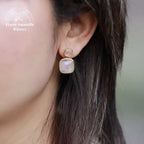 Boucles d'oreilles en Quartz rose | Boucles d'Oreilles | pierre naturelle bijoux