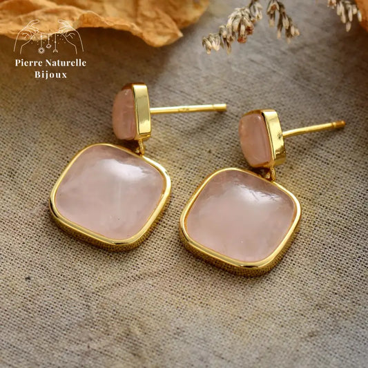 Boucles d'oreilles en Quartz rose