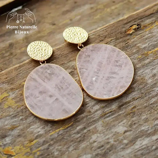 Boucles d'oreilles "Cicatrisation" en Quartz rose | Boucles d'Oreilles | pierre naturelle bijoux