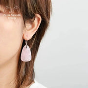 Boucles d'oreilles "Goutte d'eau" en Quartz rose | Boucles d'Oreilles | pierre naturelle bijoux