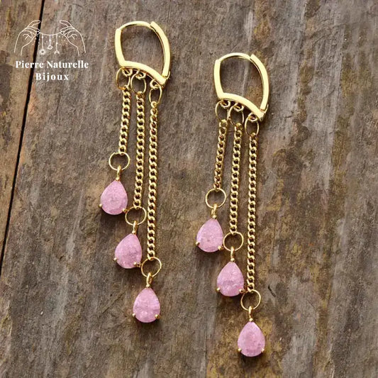 Boucles d'oreilles "Hécate" en Quartz rose