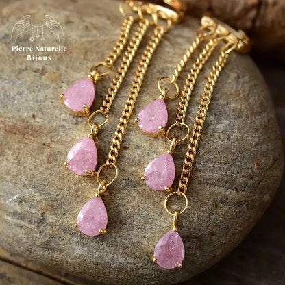 Boucles d'oreilles "Hécate" en Quartz rose | Boucles d'Oreilles | pierre naturelle bijoux