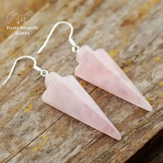 Boucles d'oreilles "Intransigeance" en Quartz rose | Boucles d'Oreilles | pierre naturelle bijoux