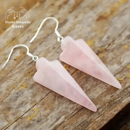 Boucles d'oreilles "Intransigeance" en Quartz rose | Boucles d'Oreilles | pierre naturelle bijoux