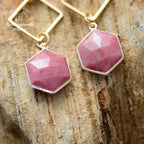 Boucles d'oreilles en Rhodonite | Boucles d'Oreilles | pierre naturelle bijoux