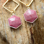 Boucles d'oreilles en Rhodonite | Boucles d'Oreilles | pierre naturelle bijoux