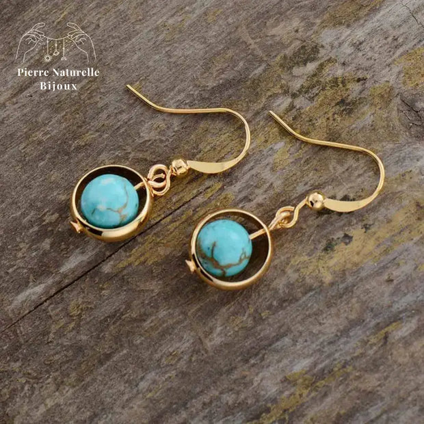 Boucles d'oreilles en Turquoise | Boucles d'Oreilles | pierre naturelle bijoux