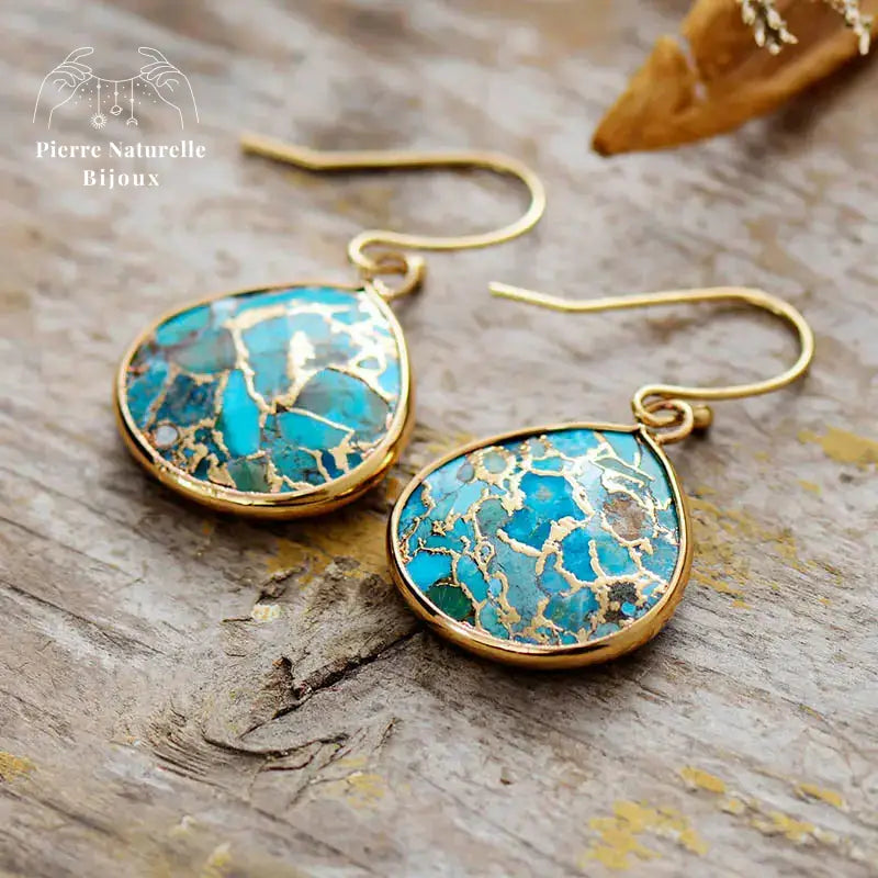 Boucles d'oreilles "Calläis" en Turquoise | Boucles d'Oreilles | pierre naturelle bijoux