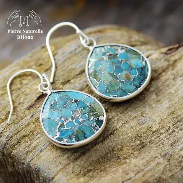 Boucles d'oreilles "Calläis" en Turquoise | Boucles d'Oreilles | pierre naturelle bijoux