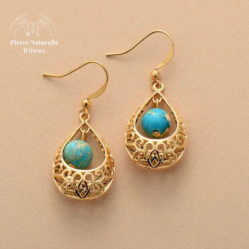 Boucles d'oreilles "Épanouissement" en Turquoise