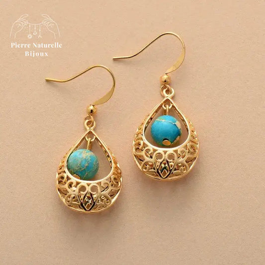 Boucles d'oreilles "Épanouissement" en Turquoise