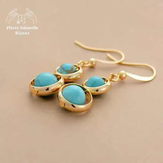 Boucles d'oreilles "Guérisseur" en Turquoise | Boucles d'Oreilles | pierre naturelle bijoux