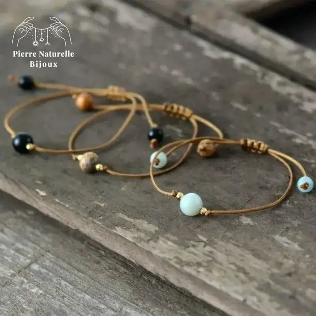 Bracelet "Minimaliste" en Amazonite / Jaspe paysage / Agate noire | Bracelets | pierre naturelle bijoux