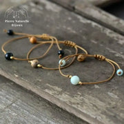 Bracelet "Minimaliste" en Amazonite / Jaspe paysage / Agate noire | Bracelets | pierre naturelle bijoux