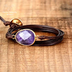 Bracelet "Clarté de l'esprit" en Améthyste cordon brun