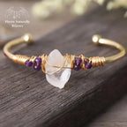 Bracelet cuivre en Améthyste et Quartz | Bracelets | pierre naturelle bijoux