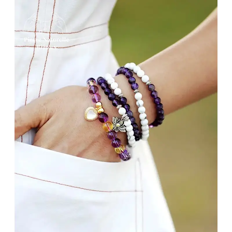 Bracelet en Améthyste et Topaze impériale | Bracelets | pierre naturelle bijoux