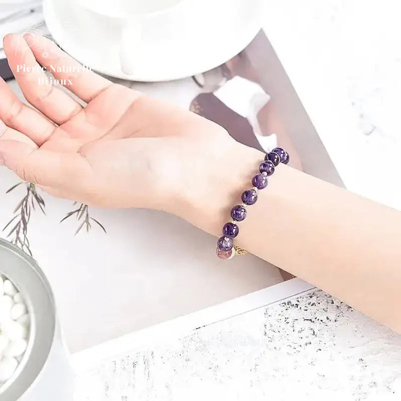 Bracelet en Améthyste, Quartz rose et Pierre de lune | Bracelets | pierre naturelle bijoux