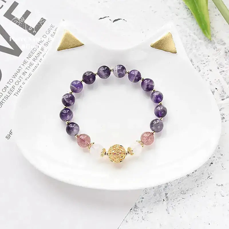 Bracelet en Améthyste, Quartz rose et Pierre de lune | Bracelets | pierre naturelle bijoux