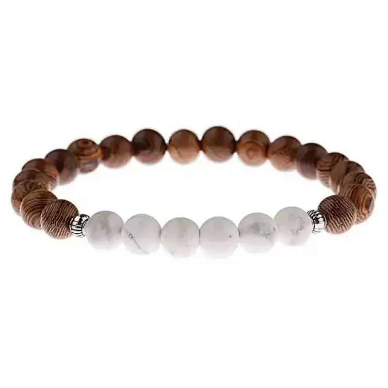 Bracelet "Guérison" en Bois et Howlite | Bracelets | pierre naturelle bijoux