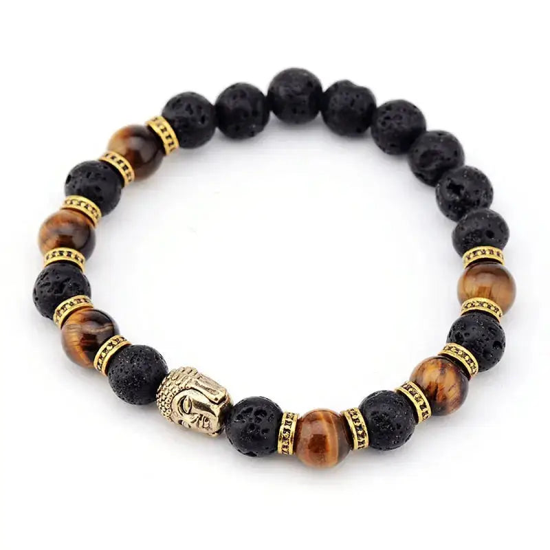 Bracelet Bouddha en Pierre de lave et œil de tigre | Bracelets | pierre naturelle bijoux