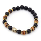 Bracelet Bouddha en Pierre de lave et œil de tigre | Bracelets | pierre naturelle bijoux