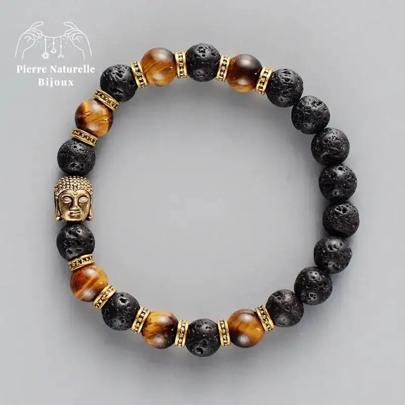 Bracelet Bouddha en Pierre de lave et œil de tigre | Bracelets | pierre naturelle bijoux