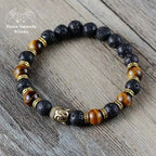 Bracelet Bouddha en Pierre de lave et œil de tigre | Bracelets | pierre naturelle bijoux