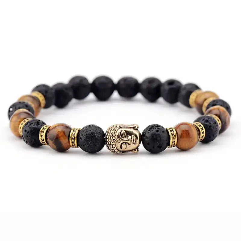 Bracelet Bouddha en Pierre de lave et œil de tigre | Bracelets | pierre naturelle bijoux