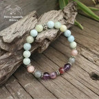 Bracelet charm "Création" en Aigue-marine, Améthyste, Pierre de soleil et Labradorite