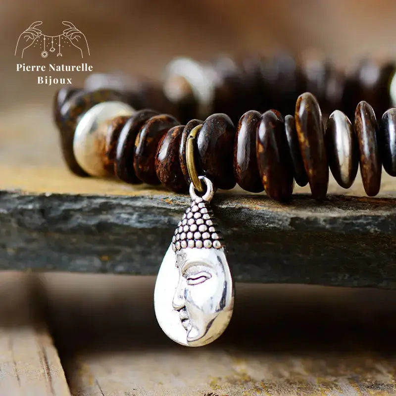 Bracelet charm "Bouddha" en Bronzite | Bracelets | pierre naturelle bijoux