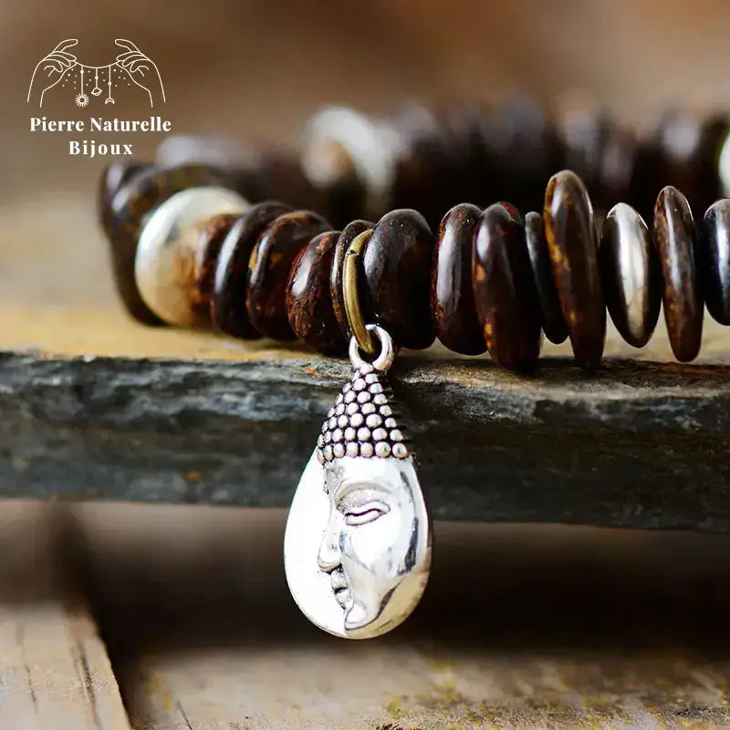 Bracelet charm "Bouddha" en Bronzite | Bracelets | pierre naturelle bijoux