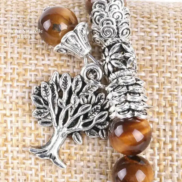 Bracelet charm "Arbre de vie" en il de tigre | Bracelets | pierre naturelle bijoux