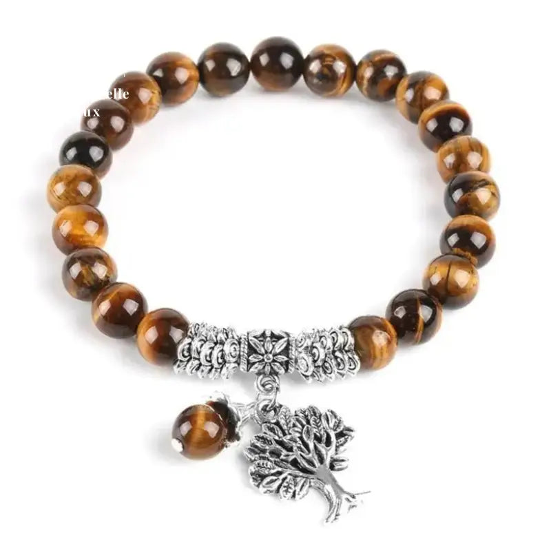 Bracelet charm "Arbre de vie" en œil de tigre | Bracelets | pierre naturelle bijoux