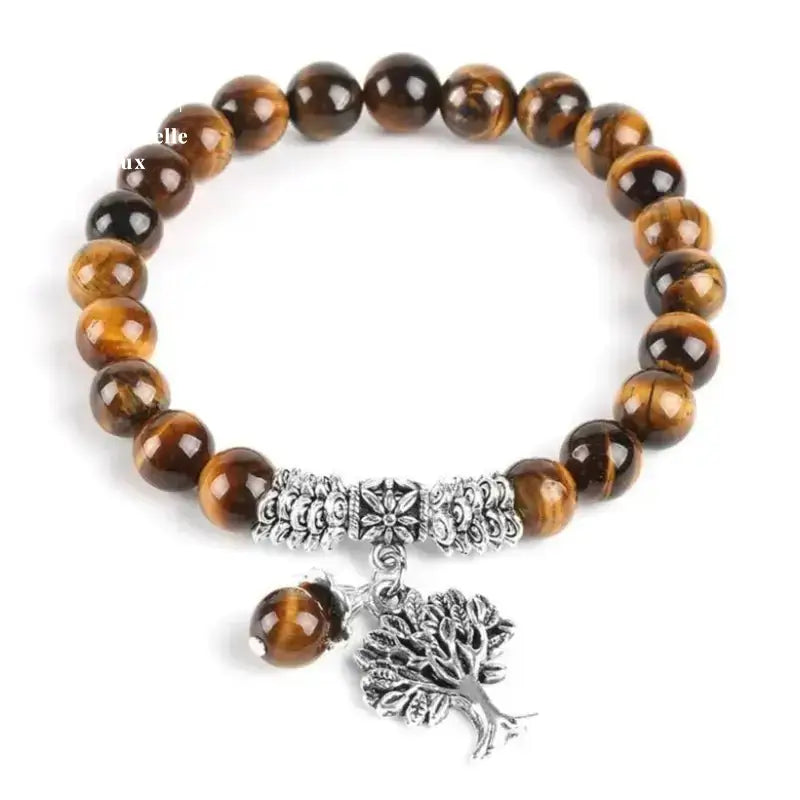 Bracelet charm "Arbre de vie" en œil de tigre | Bracelets | pierre naturelle bijoux