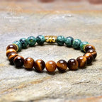 Bracelet charm en œil de tigre et Turquoise africaine | Bracelets | pierre naturelle bijoux