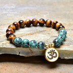 Bracelet en œil de tigre et Turquoise africaine
