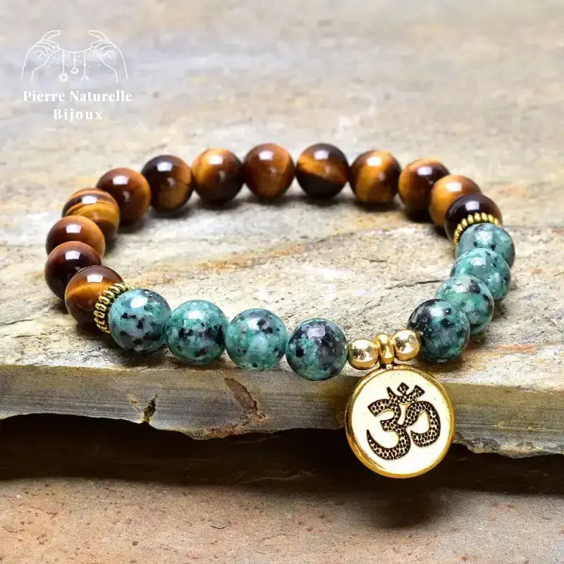 Bracelet en œil de tigre et Turquoise africaine