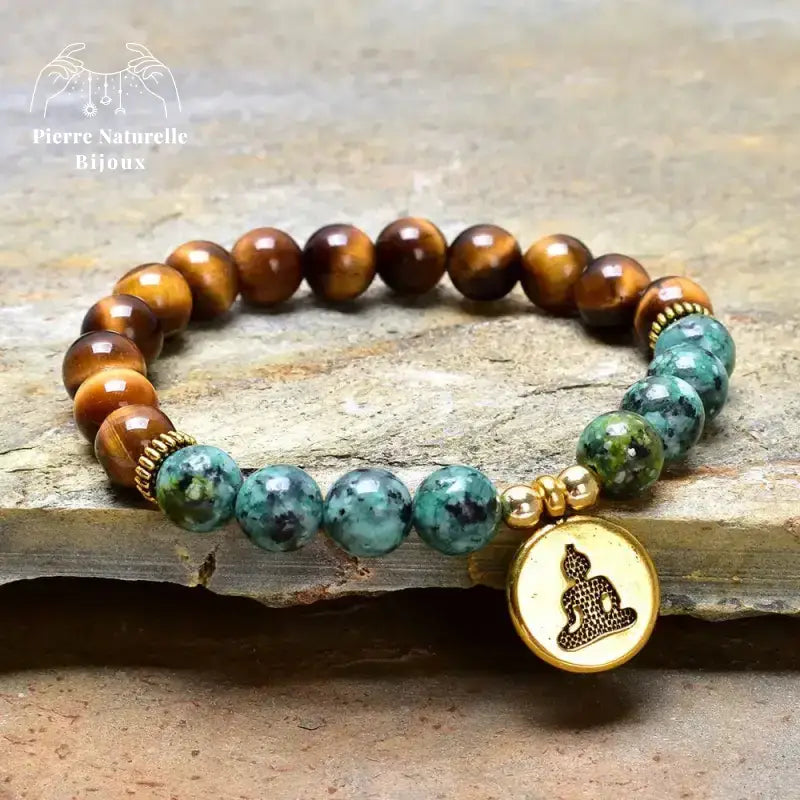 Bracelet en œil de tigre et Turquoise africaine