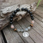 Bracelet charm "Solaire" en Onyx, Pierre de soleil, œil de tigre et Labradorite | Bracelets | pierre naturelle bijoux