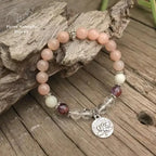Bracelet charm en Pierre de soleil, Améthyste, Quartz et Pierre de lune