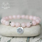 Bracelet charm "Lotus" en Quartz rose | Bracelets | pierre naturelle bijoux