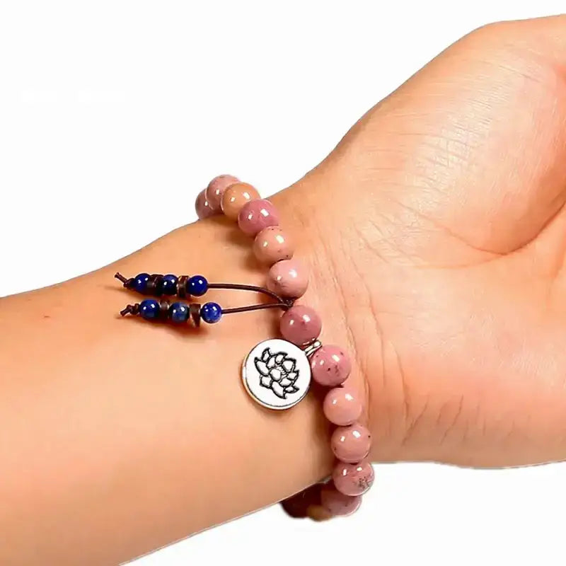 Bracelet charm "Repos" en Rhodochrosite et Lapis-lazuli | Bracelets | pierre naturelle bijoux
