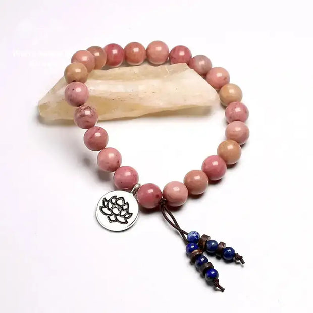 Bracelet charm "Repos" en Rhodochrosite et Lapis-lazuli | Bracelets | pierre naturelle bijoux