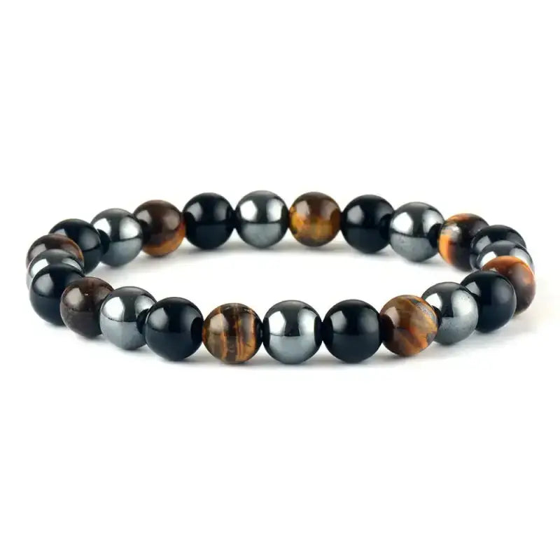 Bracelet en œil de tigre, Agate noire et Hématite | Bracelets | pierre naturelle bijoux