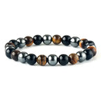 Bracelet en œil de tigre, Agate noire et Hématite | Bracelets | pierre naturelle bijoux