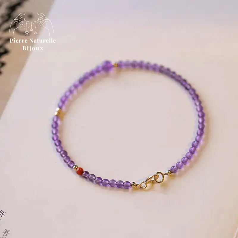 Bracelet fin en Améthyste et Agate rouge | Bracelets | pierre naturelle bijoux